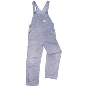 Vintage Big Mac Hickory Stripe Overalls Mens 36x31 Blue White Bib Square Back